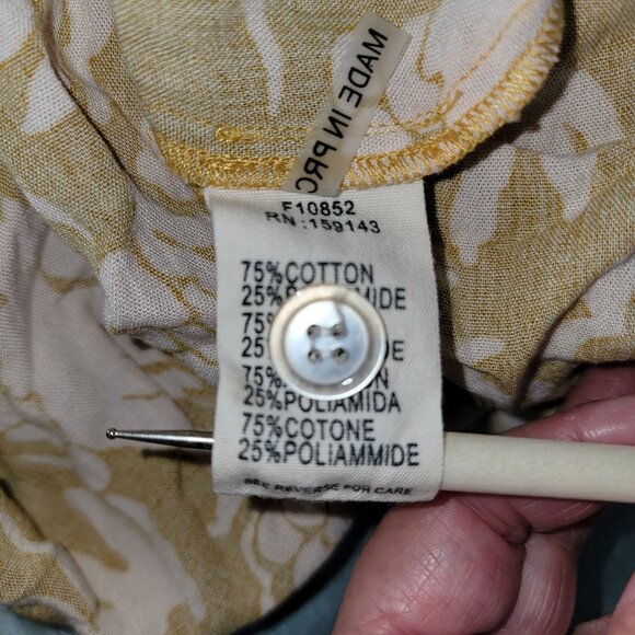 Frnch Paris Womens Floral Sleeveless Dress L Cotton Blend Mustard & White - Picture 5 of 6